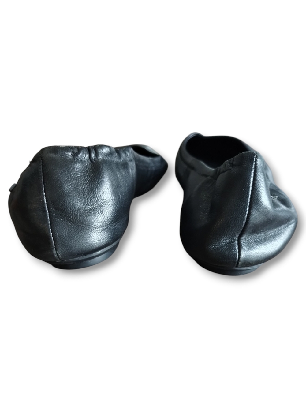 Antonio Melani Black Leather Ballet Flats Size 7.5 Round Toe - Picture 4 of 10